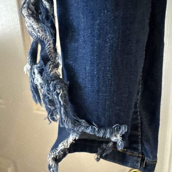 United We Stand Fringed Distressed Jeans Jr Womens Sz 15 USA Festival Boho Denim - Picture 7 of 14